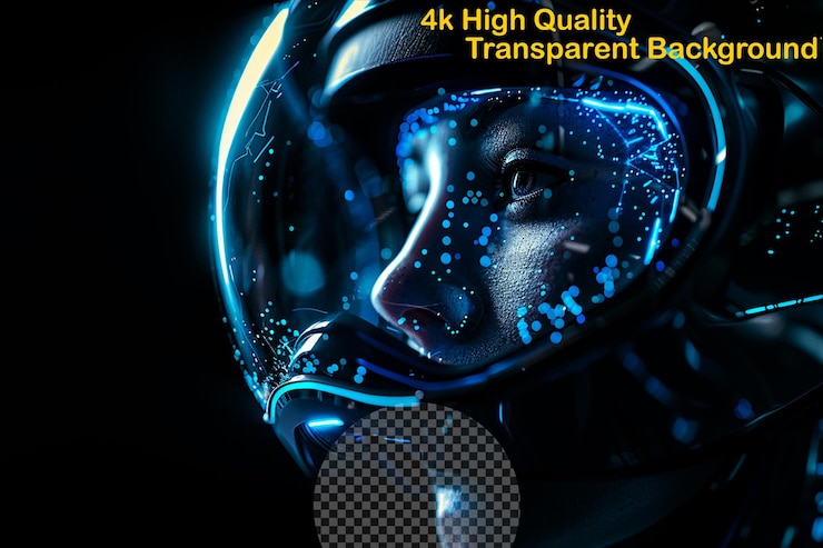 PSD immersive technology that creates a simulated environme on transparent background