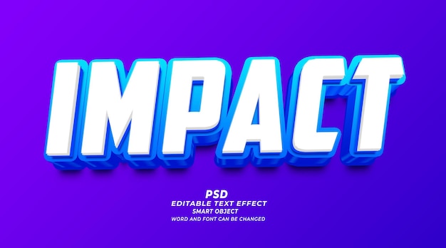 Impact psd 3d редактируемый шаблон фотошоп с текстовым эффектом