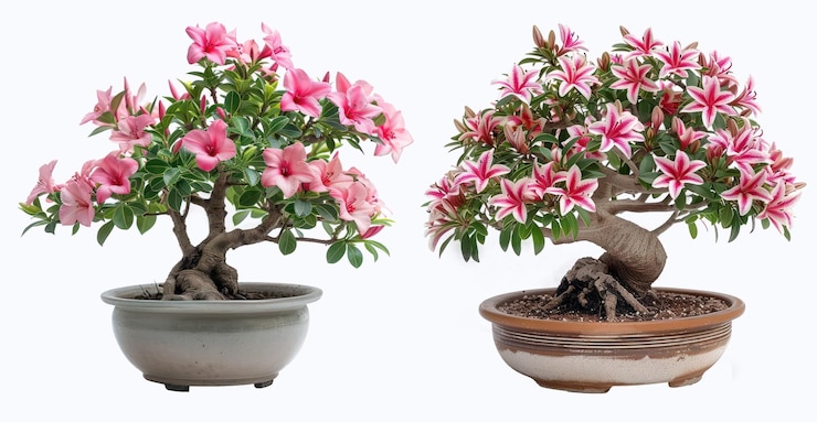 PSD impala lily as bonsai plants in a pot isolated on background houseplant for decorative garden