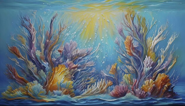 PSD impasto oil painting of the underwater world