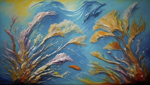 PSD impasto oil painting of the underwater world