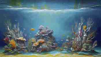 PSD impasto oil painting of the underwater world