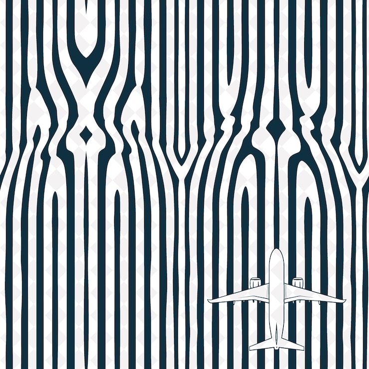 PSD imperial stripe pattern with airplane icon and wavy lines wi abstract natural pattern vector design