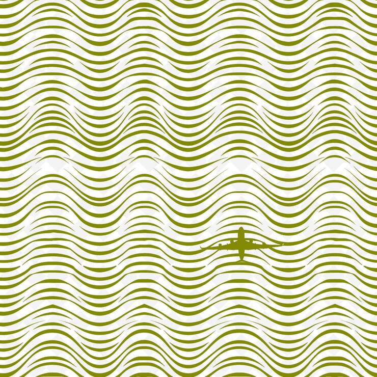 PSD imperial stripe pattern with airplane icon and wavy lines wi nature inspired abstract outline art