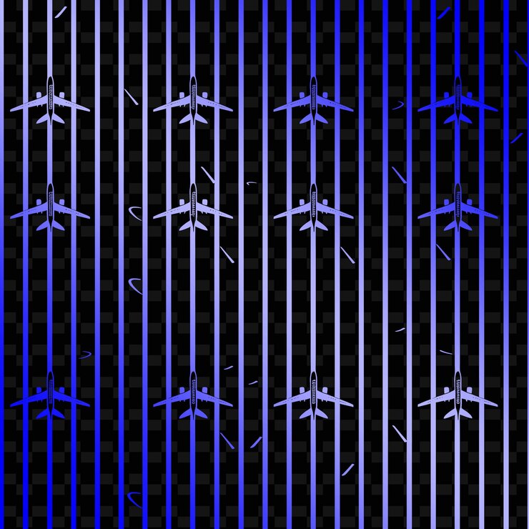 PSD imperial stripe pattern with airplane icon and wavy lines wi nature inspired abstract outline art