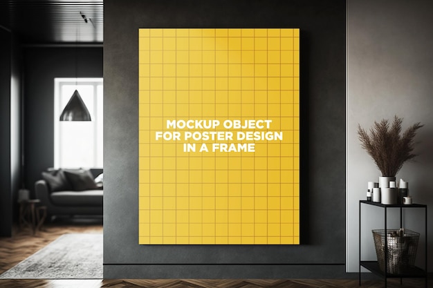 implementeer zwart interieur frame mockup