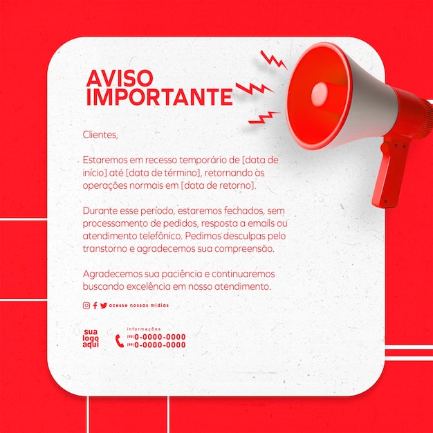 Important warning aviso importante