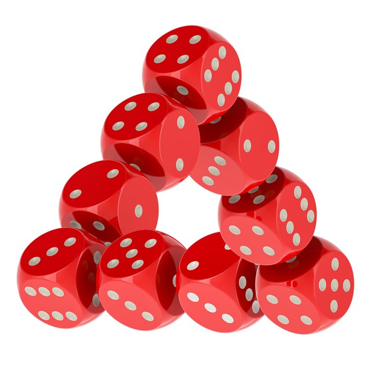 PSD impossible triangle from red dices 3d rendering isolated on transparent background