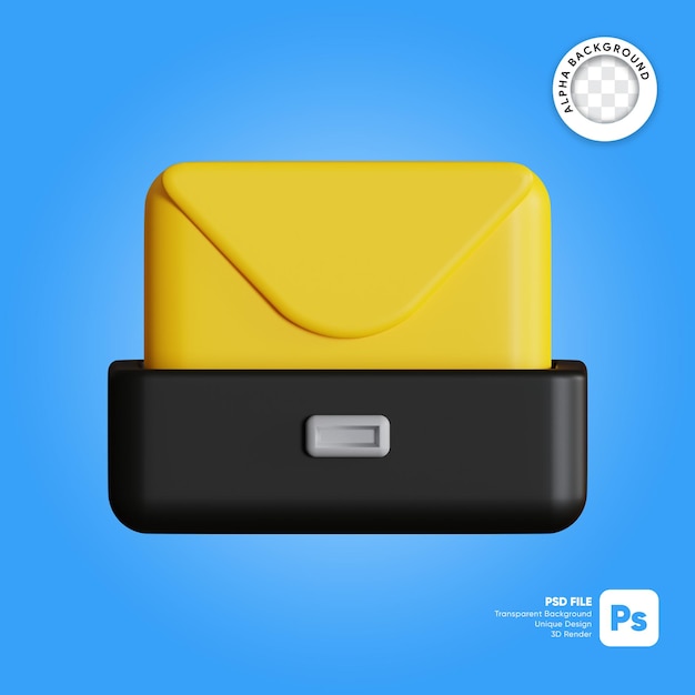 Inbox mail 3d illustration