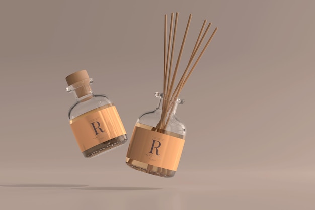 PSD incense air freshener reed diffuser glass bottle mockup