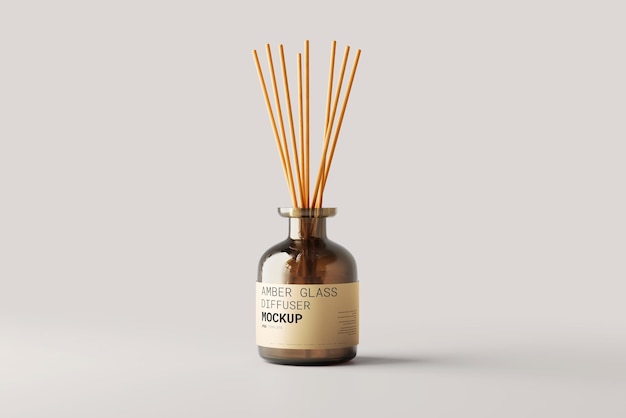 Premium PSD  Incense air freshener reed diffuser glass bottle mockup