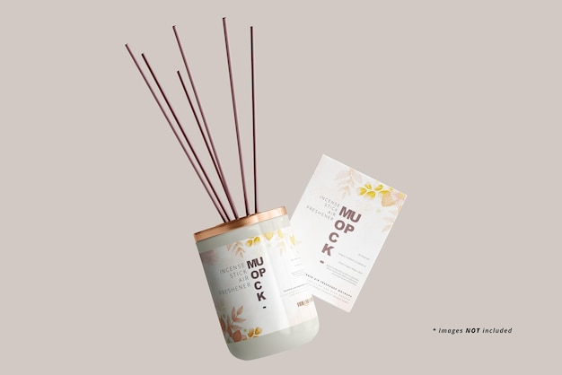 Incense air freshener reed diffuser mockup