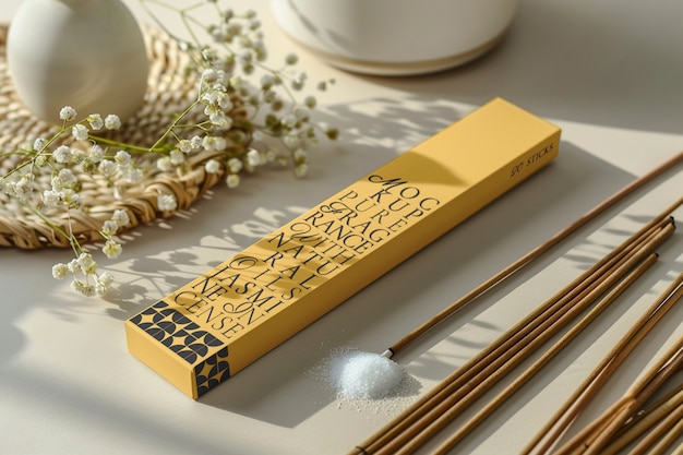 PSD incense box mockup  design