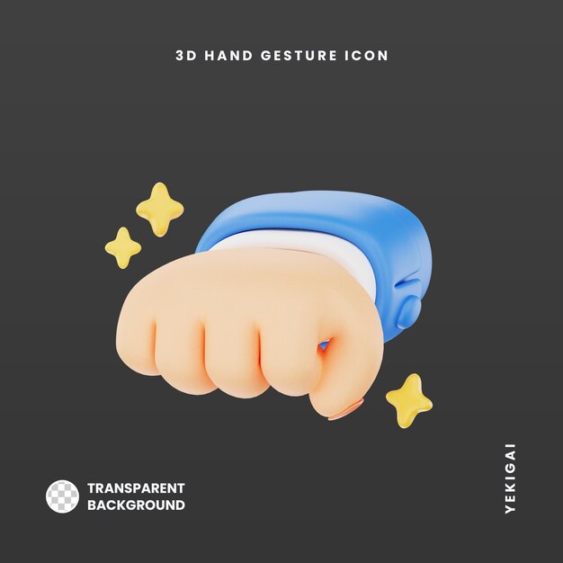 PSD incoming fist 3d hand gesture icon