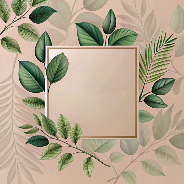 PSD incorporate a subtle elegant botanical illustration of leaves in the background