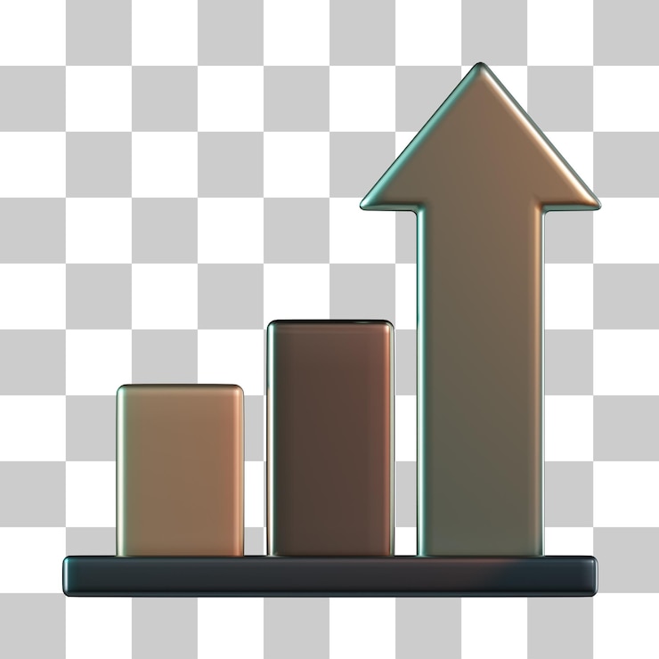 PSD increase chart arrow 3d icon