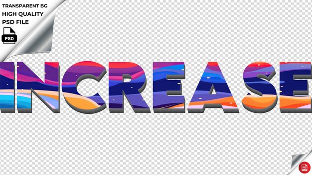 Increase typography flat colorful text texture psd transparent