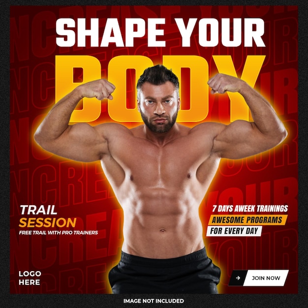 Increase your muscle power gym social media template