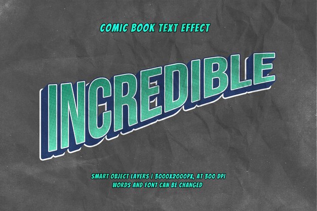 PSD incredible comic book text effect