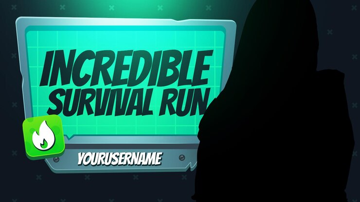 PSD incredible survival run game title for streamer and online gaming