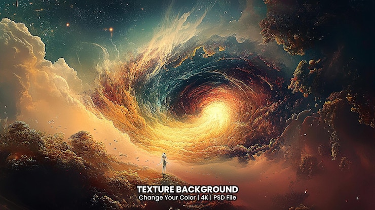 PSD incredibly beautiful spiral galaxy somewhere in deep space texture background