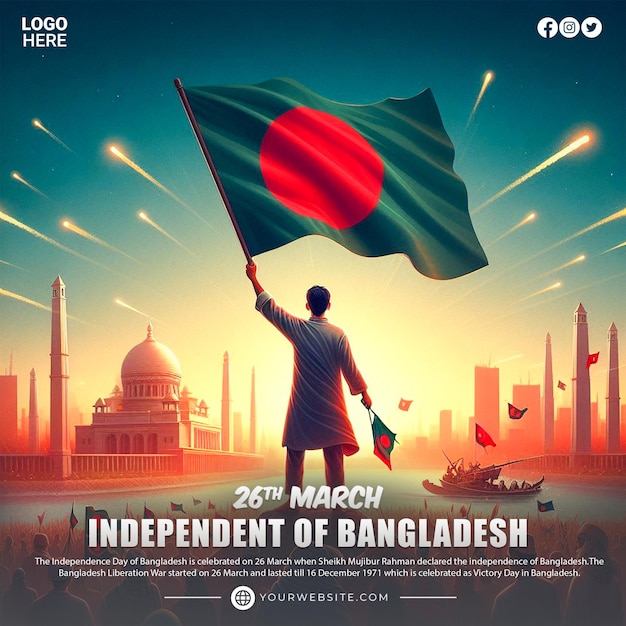 PSD giorno dell'indipendenza del bangladesh o post sui social media del 26 marzo