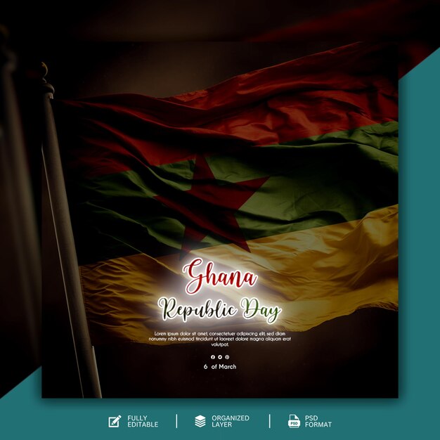 Independence day of ghana graphic and social media design template