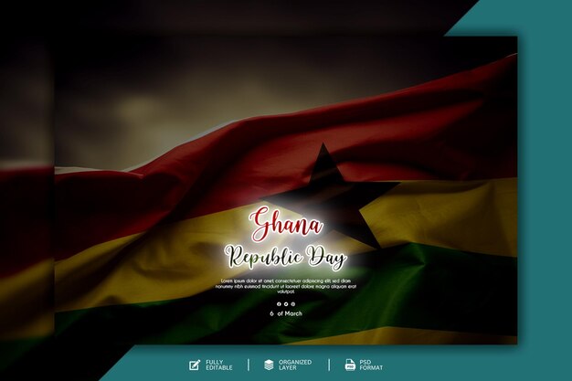 PSD modello di progettazione grafica e social media per la giornata dell'indipendenza del ghana