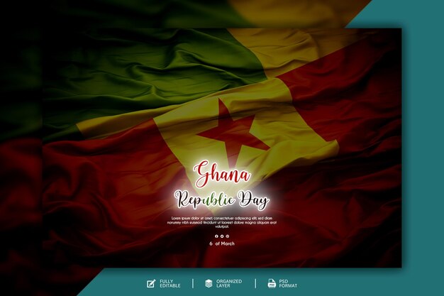 PSD independence day of ghana graphic and social media design template