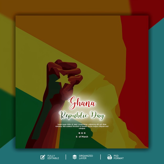 PSD ガーナの独立記念日 グラフィックとソーシャルメディアデザインのテンプレート