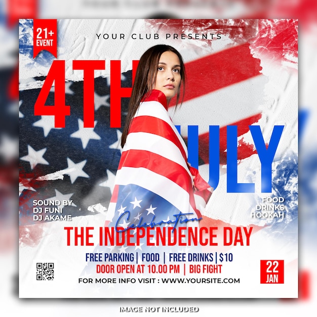 Independence day party flyer social media post template