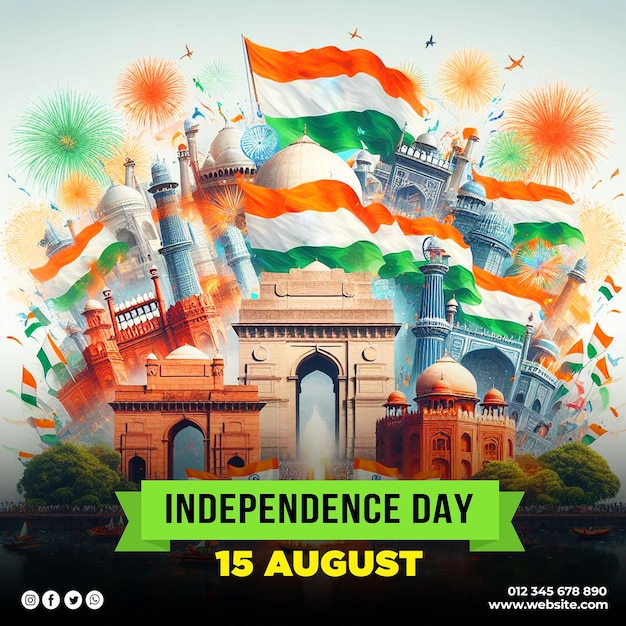 PSD independence day social media post with ai generator images