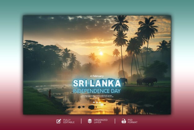 PSD design grafico e per social media del giorno dell'indipendenza dello sri lanka
