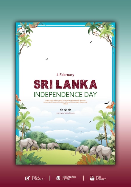 PSD design grafico e per social media del giorno dell'indipendenza dello sri lanka