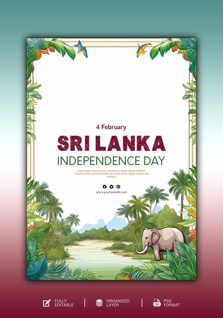 PSD design grafico e per social media del giorno dell'indipendenza dello sri lanka