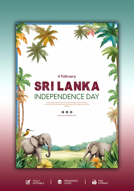 PSD design grafico e per social media del giorno dell'indipendenza dello sri lanka