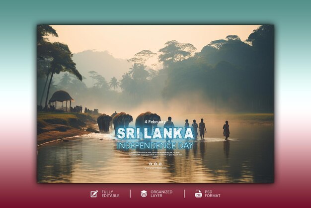 Design grafico e per social media del giorno dell'indipendenza dello sri lanka