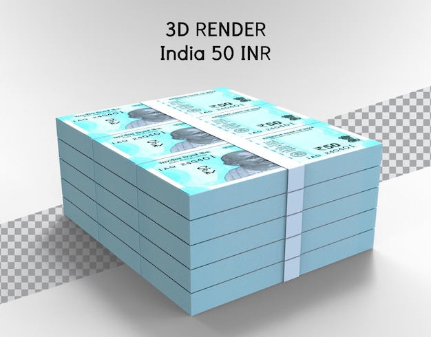 Индия 50 индийских рупий 3D-рендеринг