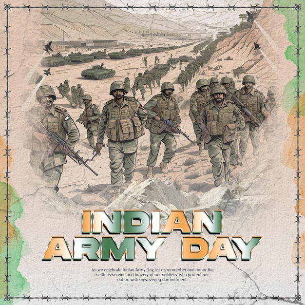 PSD india army day celebration social media post sjabloon banner