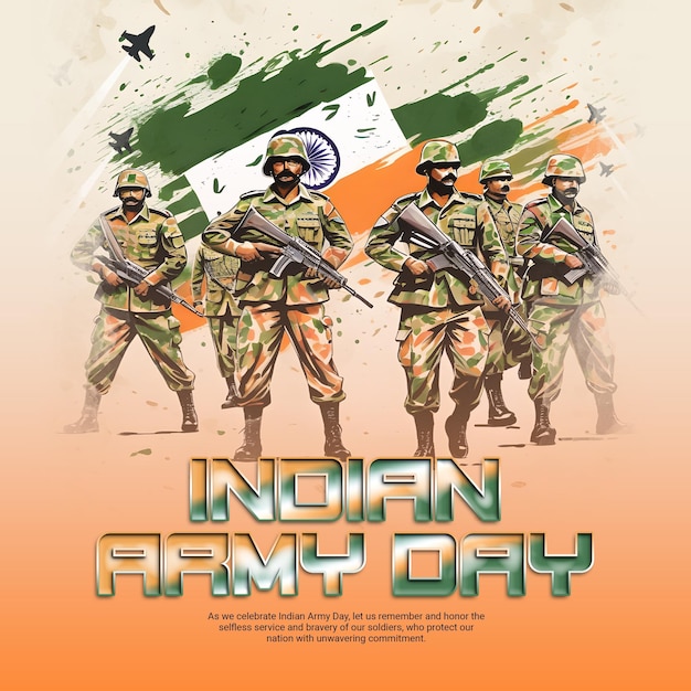 PSD india army day celebration social media post sjabloon banner