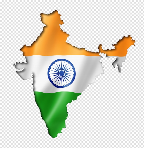 PSD india flag map in three dimensional render isolated