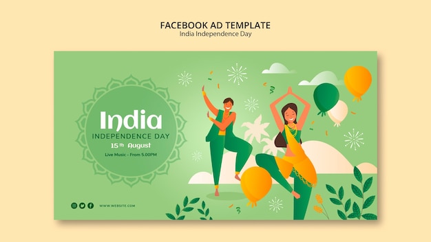 Modello facebook del giorno dell'indipendenza dell'india