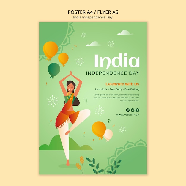 PSD india independence day poster template