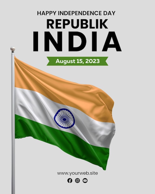 India independence day social media post with flag background