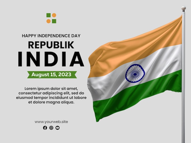 India independence day social media post with flag background