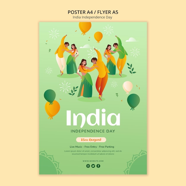 PSD india onafhankelijkheidsdag poster sjabloon