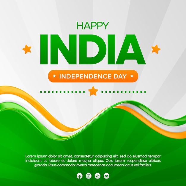 India onafhankelijkheidsdag Social Media Template Design 15 augustus