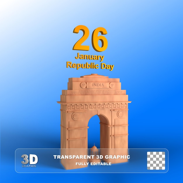 india republic day 3d graphic