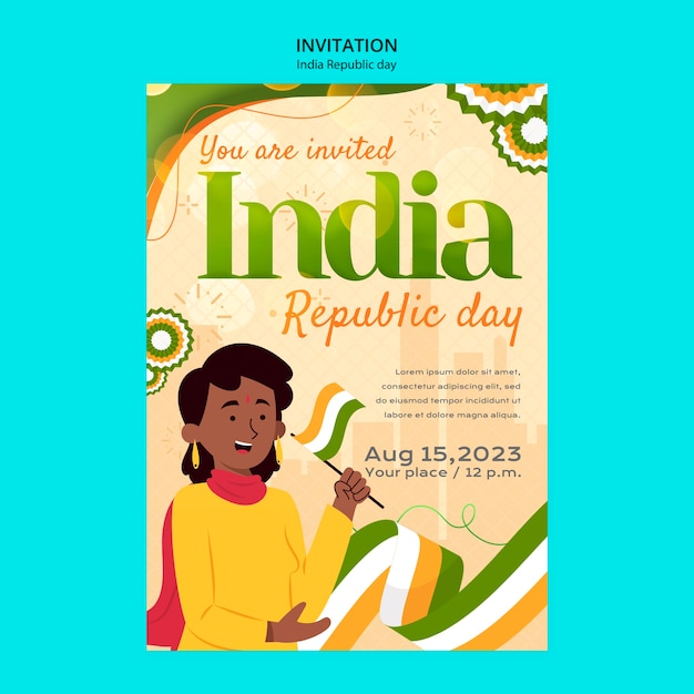 India republic day celebration invitation template