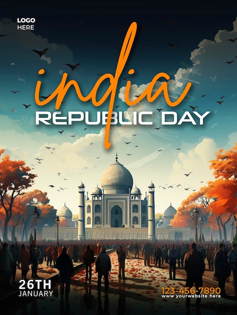 PSD india celebrazione della giornata della repubblica poster verticale